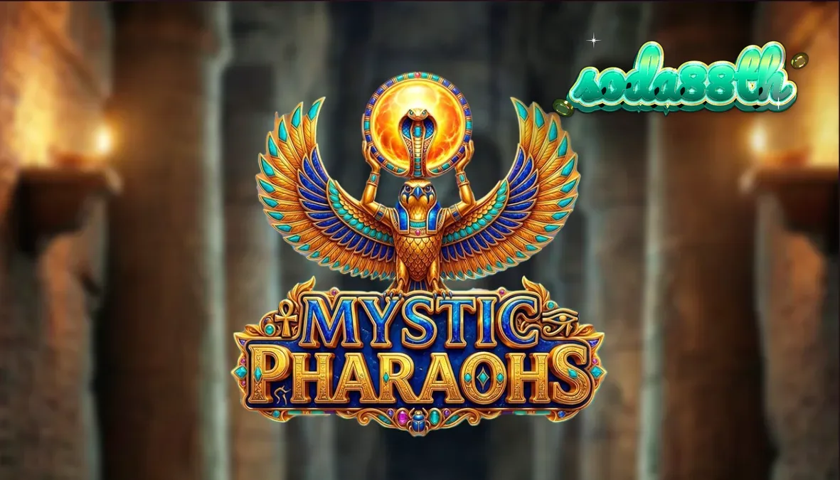 หน้าจอเกมสล็อต Mystic Pharaoh พร้อมสัญลักษณ์อียิปต์โบราณ
